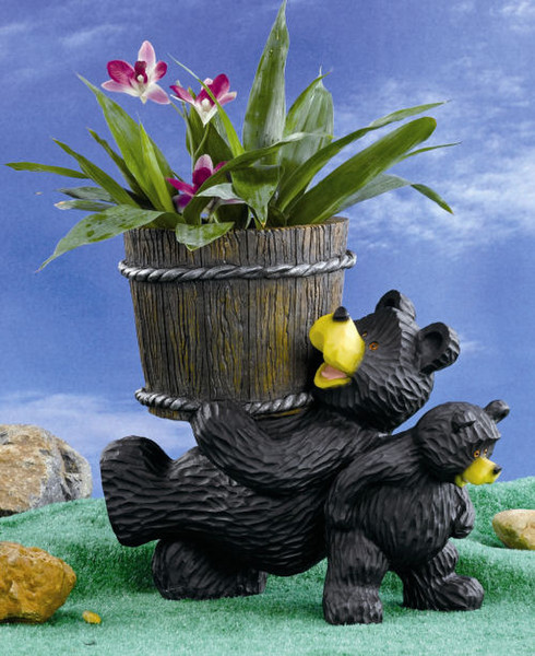 animal statue Two Bear Planter Decorative Pot Sculpture Whimsical